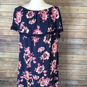 Whoa wait XL Maternity dress. Blue w/ pink flowers